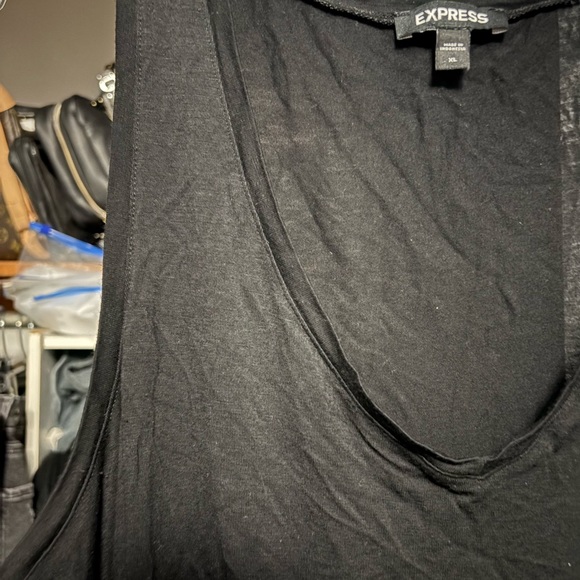Express Black Asymmetrical Cut Out Muscle Tee - Picture 2 of 3